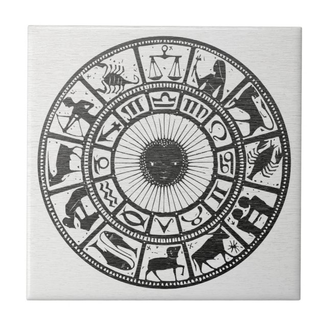 Carreau Astrologie Rétro - Roue du Zodiaque (Devant)