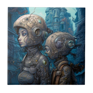 Carreau Astronaut Girls Surreal Science Fiction