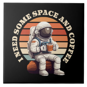 Carreau Astronaute buvant du café