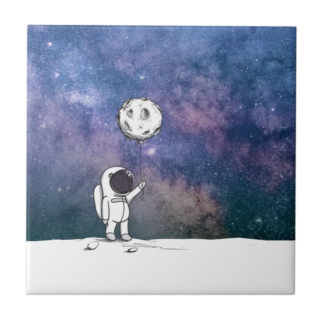 Carreau Astronaute dans l'espace avec ballon de lune cosmo (Devant)