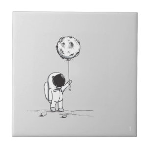 Carreau Astronaute dans l'espace avec ballon de lune cosmo