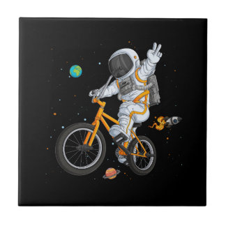 Carreau astronaute dans l'espace esuit à vélo bmx sur espa