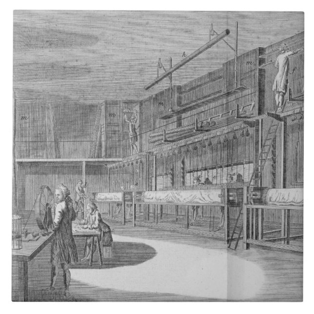 Carreau Ateliers de gobelin, de la "encyclopédie" par Deni (Devant)