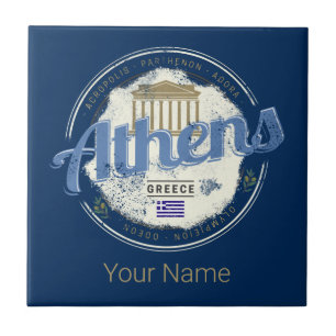 Carreau Athènes Grèce Rétro Acropole Souvenir Vintage