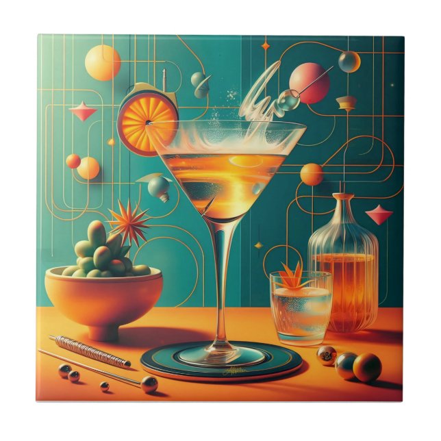 Carreau Atomic Futuristic Cosmic Storm Martini (Devant)