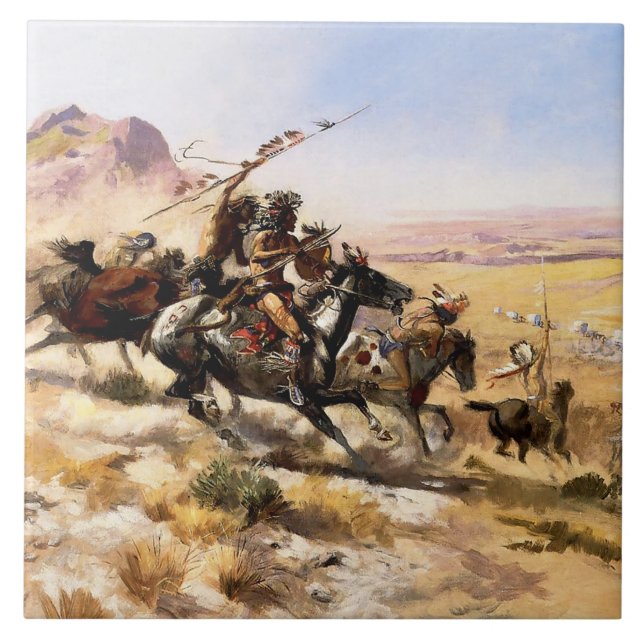 Carreau « Attaque d'un convoi de chariots » par Charles M  (Devant)