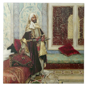 Carreau Attendant une assistance (huile sur le panneau)