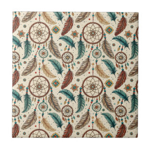 Carreau Attrape-rêves Magique Bohème Motif Plume Coloré
