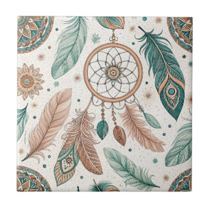 Carreau Attrape-rêves Mystique Bohème Motif Cercle & Plume