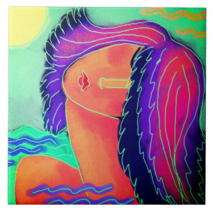 Carreau Au soleil Portrait Abstrait d'une femme