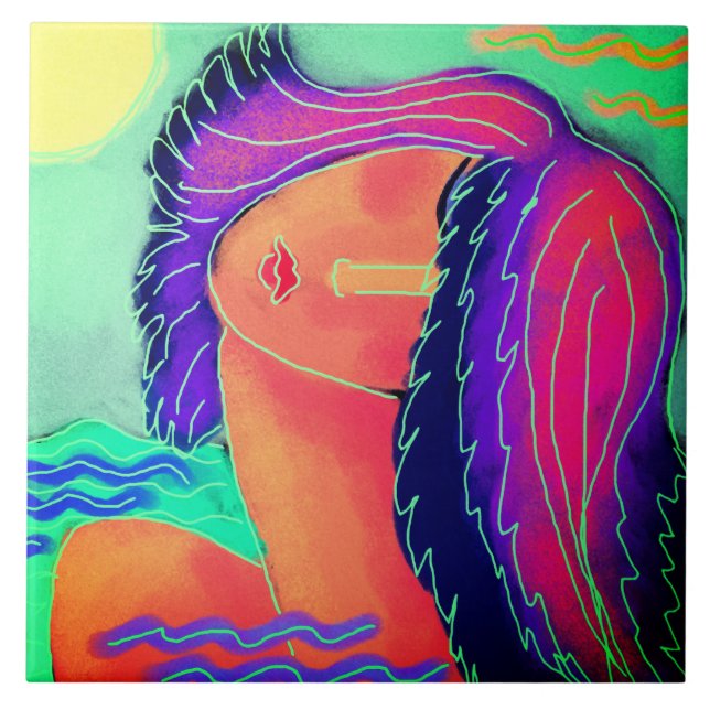 Carreau Au soleil Portrait Abstrait d'une femme (Devant)