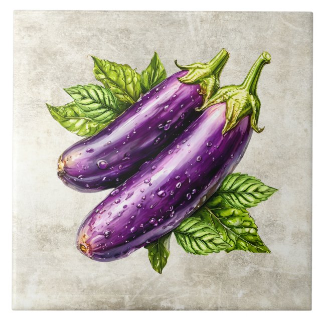 Carreau Aubergine Rustique Aquarelle Texture Fausse  (Devant)