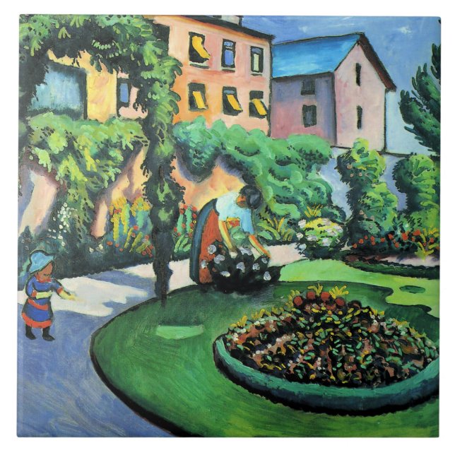 Carreau Auguste Macke - Gartenbild, peinture populaire, (Devant)
