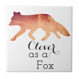 Carreau Aussi malin qu'un renard typographie aquarelle