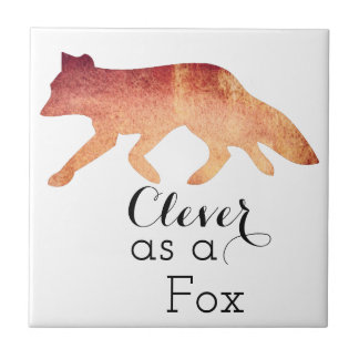 Carreau Aussi malin qu'un renard typographie aquarelle