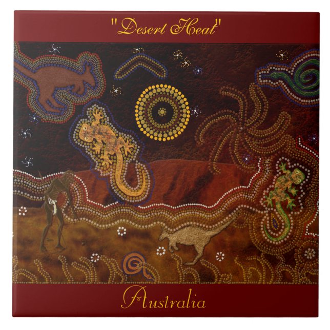 Carreau Australian Aboriginal Desert Animaux 6' Art Tile (Devant)