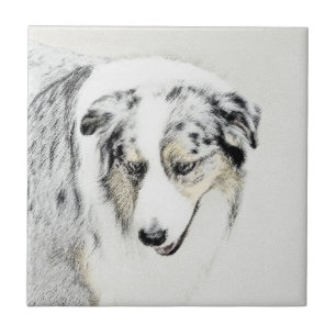 Carreau Australian Shepherd Painting