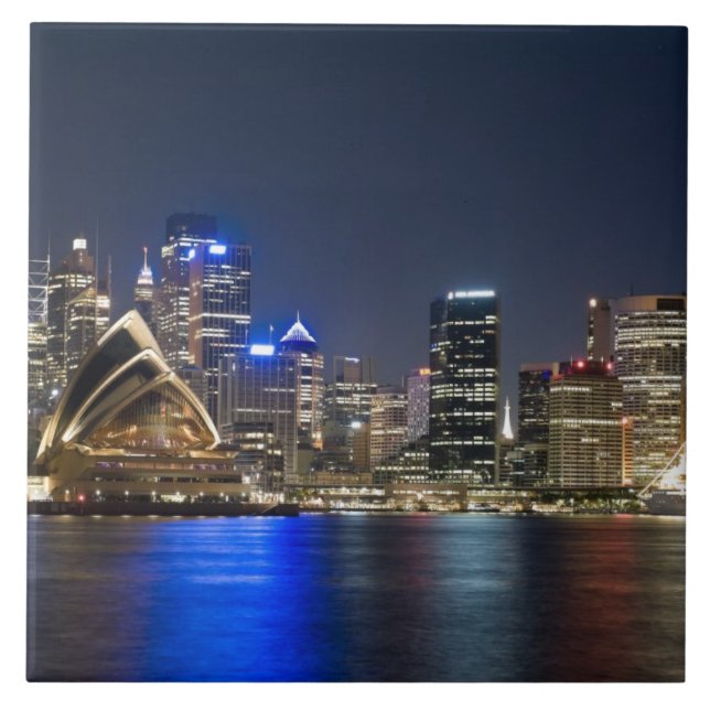 Carreau Australie, Sydney. Skyline avec l'Opéra de Sydney (Devant)