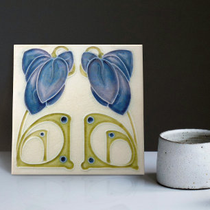 Carreau Authentique Art Nouveau John Barratt Majolica Flor