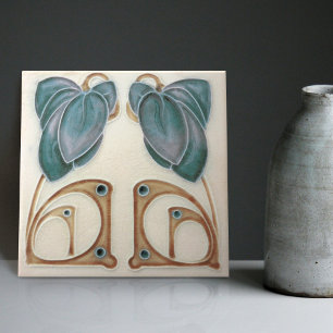 Carreau Authentique Art Nouveau John Barratt Majolique Flo
