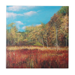 Carreau Automne Arbres Paysage Art Carrelage en céramique