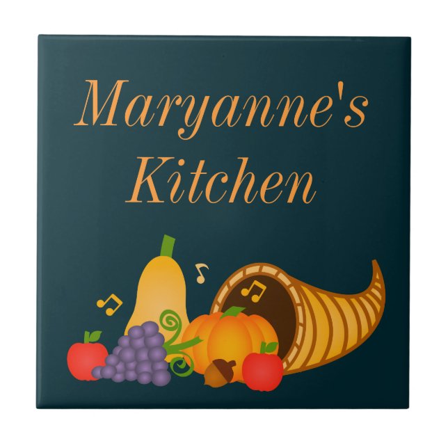 Carreau Automne Cornucopia Carrelage de Trivet Personnalis (Devant)