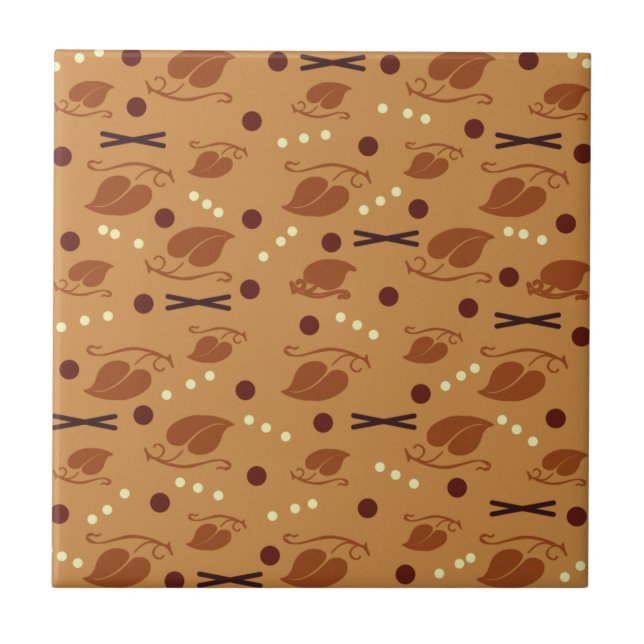 Carreau Automne Feuilles Motif Brûlé Orange (Devant)