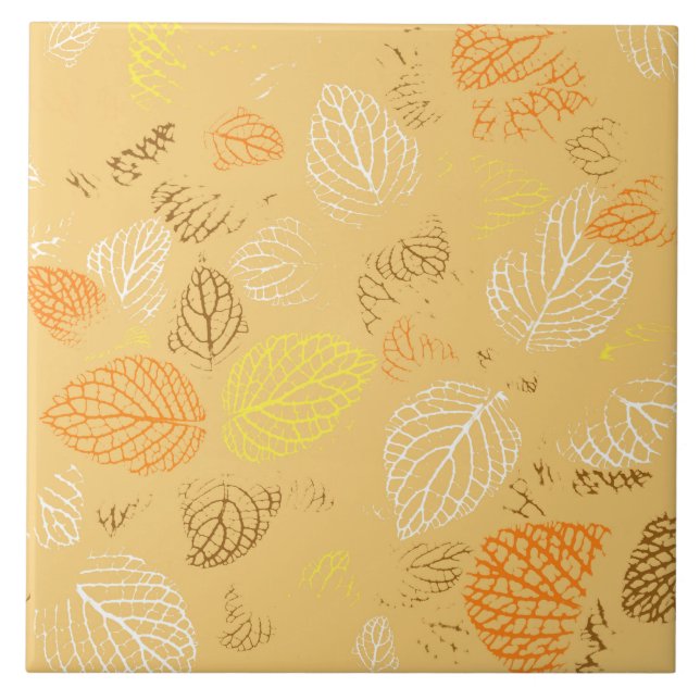 Carreau Automne, Motif de feuilles 4 (Devant)