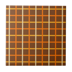 Carreau Automne Plaid Motif en Orange Vert et Brown