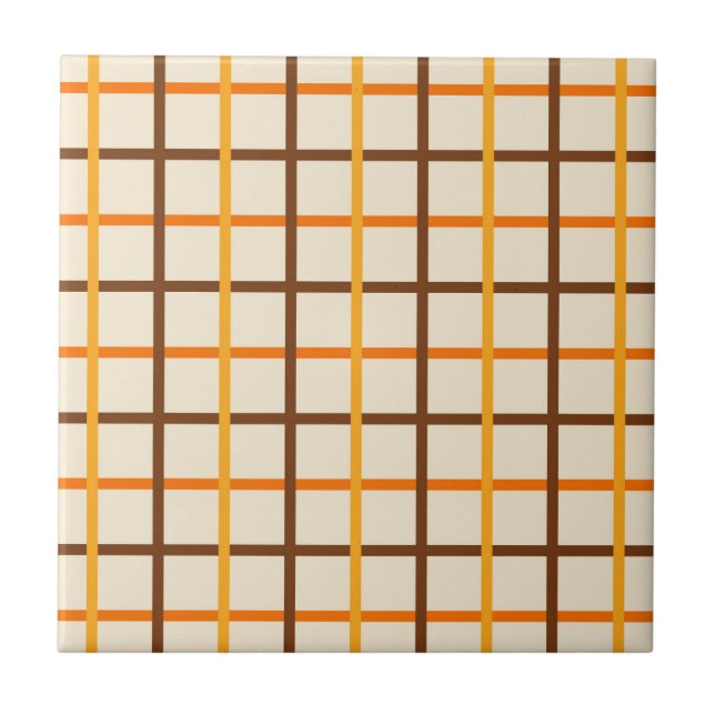 Carreau Automne Plaid Motif en Orange Vert et Brown (Devant)