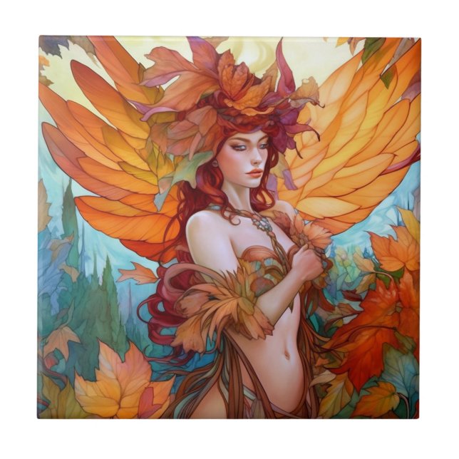 Carreau Automne Woodland Fairy Imaginaire Art (Devant)