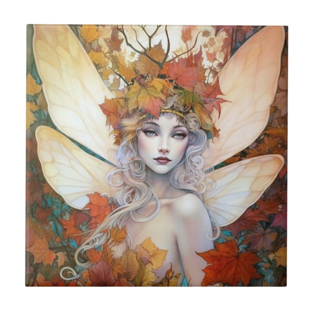 Carreau Automne Woodland Fairy Imaginaire Art (Devant)