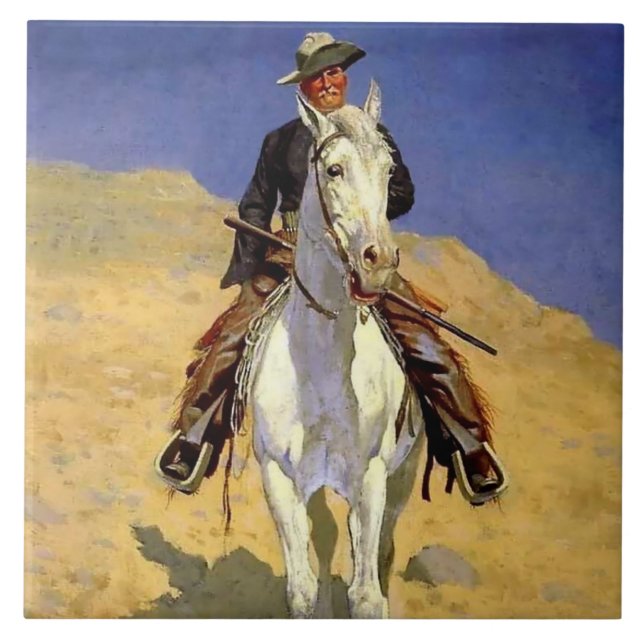 Carreau “Autoportrait à cheval” de Frederic Remington (Devant)