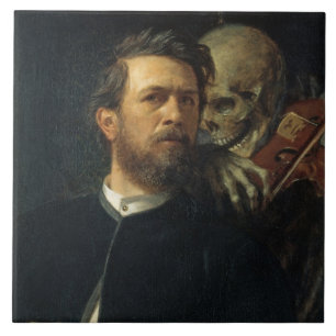 Carreau Autoportrait avec la mort comme un violon (par Böc