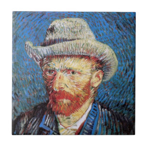 Carreau Autoportrait de Vincent Van Gogh avec chapeau de f