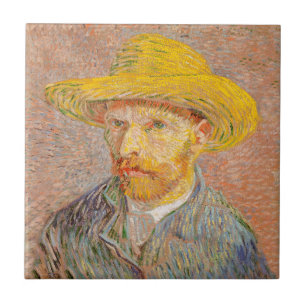 Carreau Autoportrait de Vincent Van Gogh avec chapeau de p