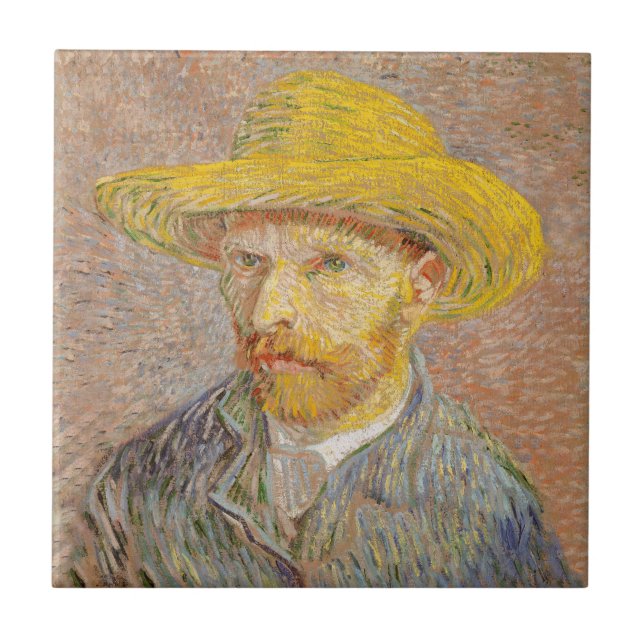 Carreau Autoportrait de Vincent Van Gogh avec chapeau de p (Devant)