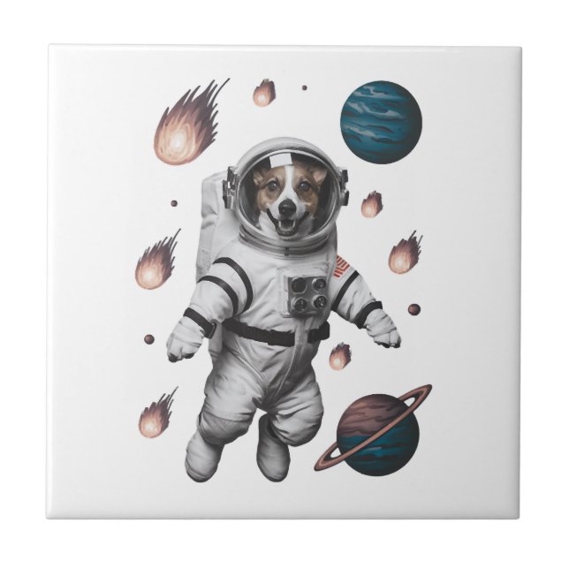 Carreau Aventure spatiale avec un chien astronaute (Devant)