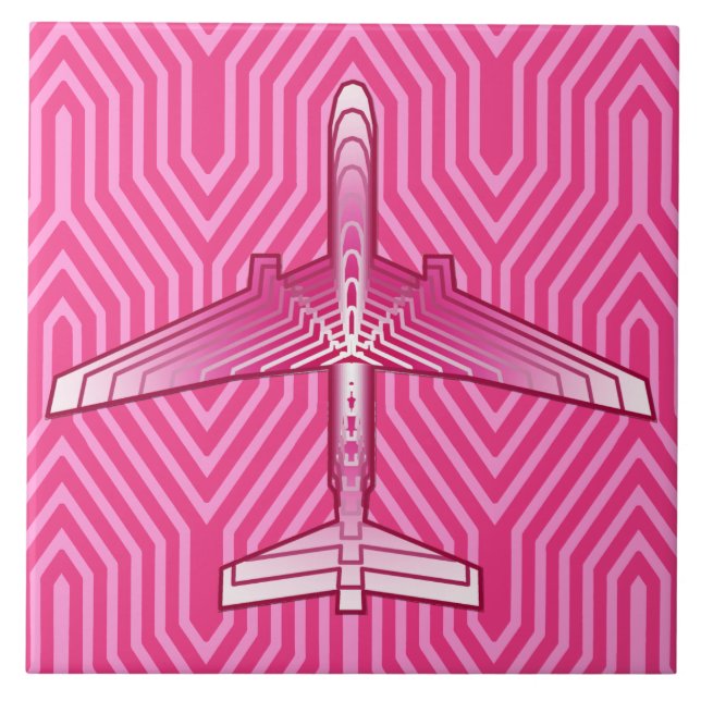 Carreau Avion Art déco, Fuchsia et Pastel Pink (Devant)