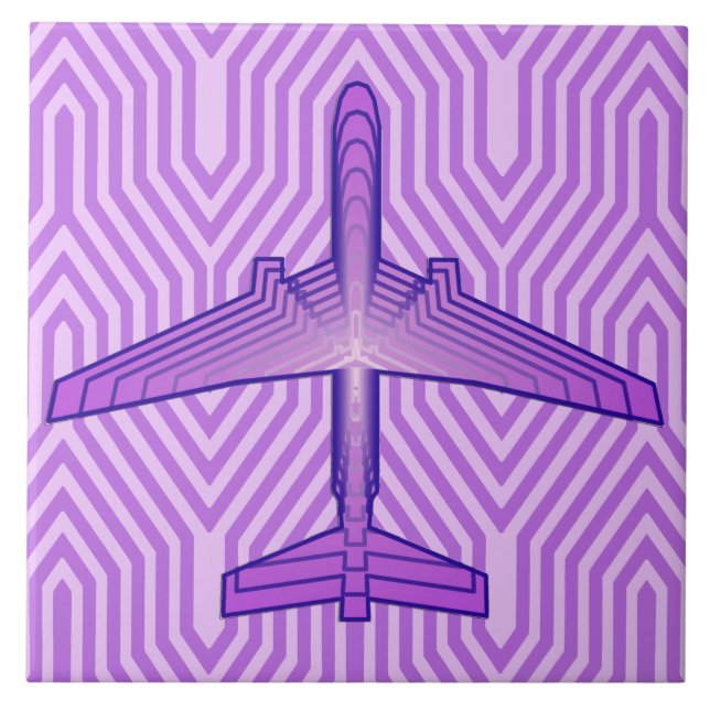 Carreau Avion Art déco, violet violet et lavande (Devant)