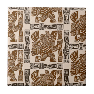 Carreau Aztec Eagle Guerrier Tribal Art antique
