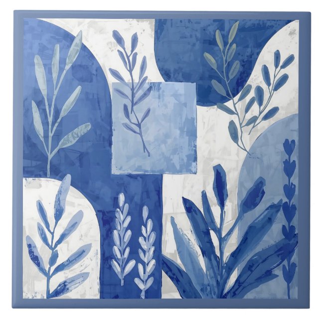 Carreau Azulejo Bleu Bleu Méditerranéen (Devant)
