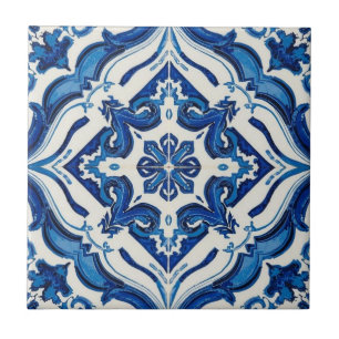 Carreau Azulejo bleu et blanc mosaïque vintage en vrac