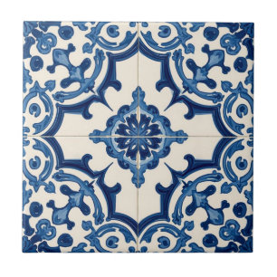 Carreau Azulejo bleu et blanc mosaïque vintage en vrac