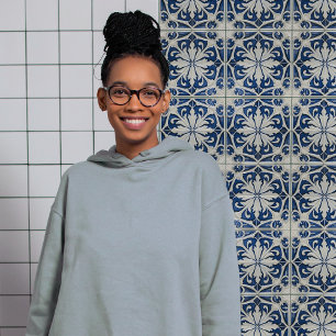 Carreau Azulejo bleu et blanc symétrique floral