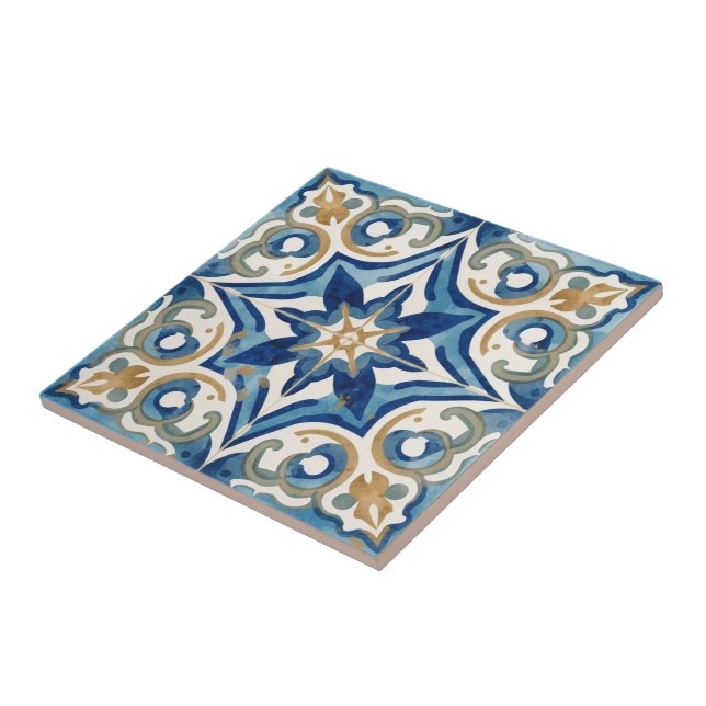 Carreau Azulejo blue and beige mosaic vintage bulk (Côté)