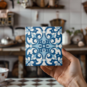 Carreau Azulejo Fleur de Lis Style Pattern