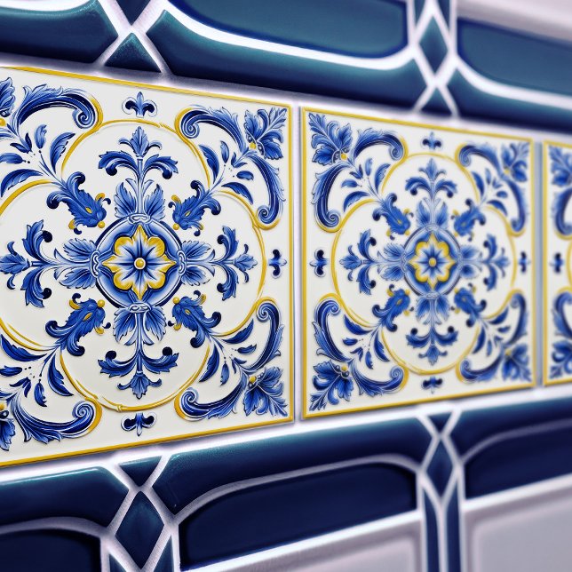 Carreau Azulejo Lisbon Patterned Talavera Ceramic Design (Créateur téléchargé)