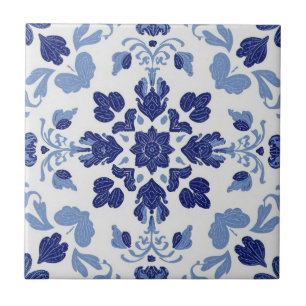 Carreau Azulejo mosaïque bleue et blanche vintage vrac