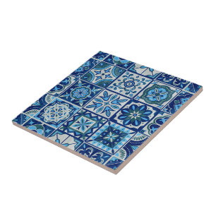 Carreau Azulejo portugais bleu indigo décoratif Lisbonne